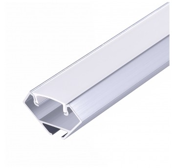Angular profile N01 anodized silver + milky cover 1m Kobi