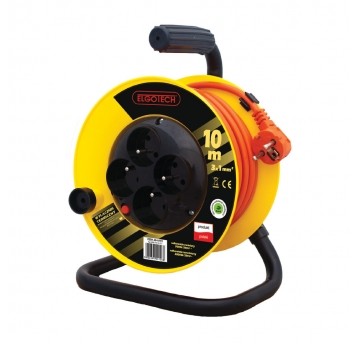 Cable reel extension 4s/10m/with grounding/1mm orange Elgotech