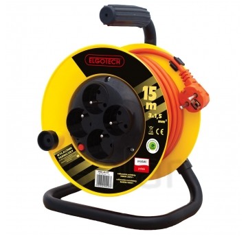 Cable reel extension 4s/15m/with grounding/1,5mm orange Elgotech