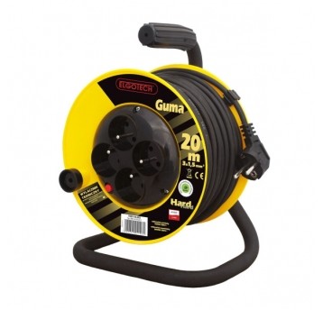 Cable reel extension 4s/20m/with grounding/1,5mm black rubber Elgotech