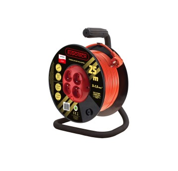 Cable reel extension 4s/25m/with grounding/1mm orange Elgotech