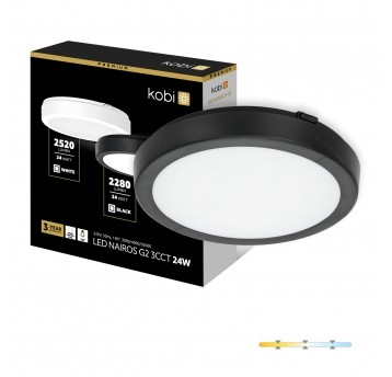 Ceiling lamp LED NAIROS G2 24W 3CCT IP65 black Kobi Premium