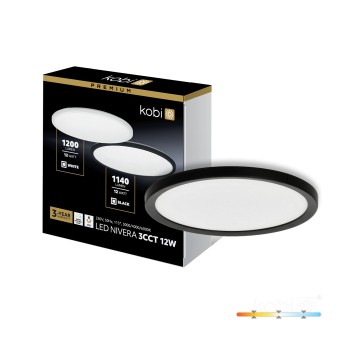 Ceiling lamp LED NIVERA CIRCLE 12W 3CCT IP54 black Kobi Premium