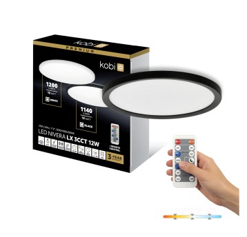 Ceiling lamp LED NIVERA CIRCLE 12W 3CCT LX IP54 black Kobi Premium