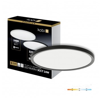 Ceiling lamp LED NIVERA CIRCLE 24W 3CCT IP54 black Kobi Premium