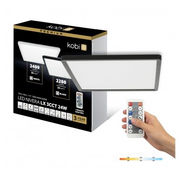 Ceiling lamp LED NIVERA SQUARE 24W 3CCT LX IP54 black Kobi
