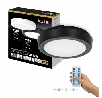 Ceiling lamp with motion sensor LED NAIROS G2 12W 3CCT LX IP65 black Kobi Premium