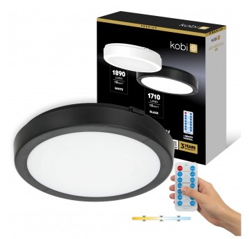 Ceiling lamp with motion sensor LED NAIROS G2 18W 3CCT LX IP65 black Kobi Premium