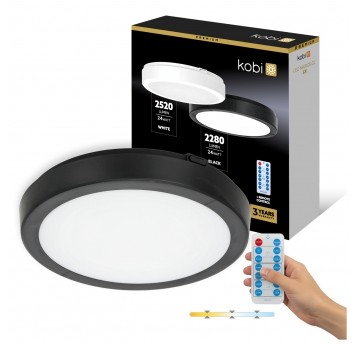 Ceiling lamp with motion sensor LED NAIROS G2 24W 3CCT LX IP65 black Kobi Premium
