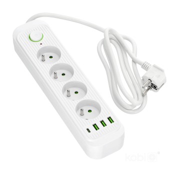 Extension cord CONNECTO 4 sockets+USB/1,5m/Zu+W/1,5mm white Kobi Design