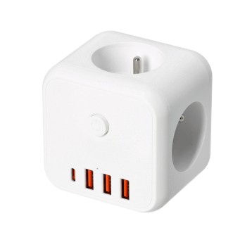 Extension cord KOBI LINEA PRO CUBE 3 sockets+3USB/1USB-C/Zu+W white Kobi