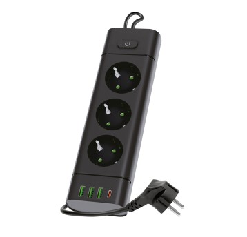 Extension cord KOBI LINEA PRO XC 3 sockets+3USB/1USB-C/3m/Zu+W black Kobi