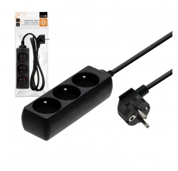 Extension cord LINEA 3gn/1,5m/Zu black Kobi