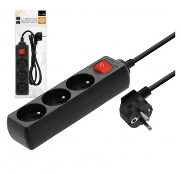Extension cord LINEA 3gn/1,5m/Zu+W black Kobi