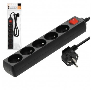 Extension cord LINEA 5gn/1,5m/Zu+W black Kobi