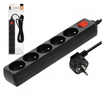 Extension cord LINEA 5gn/3m/Zu+W black Kobi