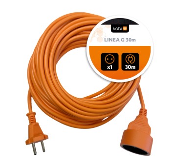 Extension cord LINEA G 1socket/30m/without grounding/2x1mm orange Kobi