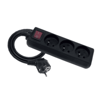 Extension socket 3s/1,5m/with grounding/1mm black Elgotech