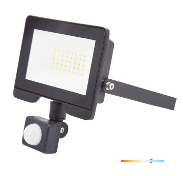 Floodlight with motion sensor LED MHC 30W 6500K IP44 black LED2B RED