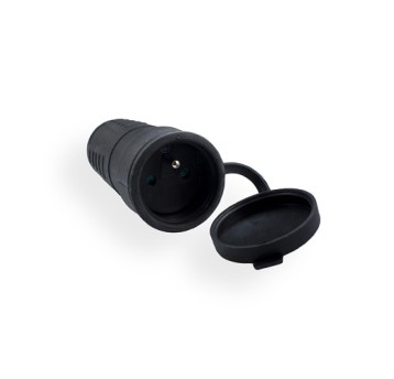 Gniazdo G-10G 1gn/Zu czarne gumowe IP44 Elgotech
