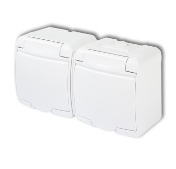 Gniazdo podwójne z uziemieniem 2x(2P+Z) (klapka biała; bez przesłon) biały JUNIOR