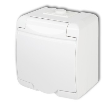 Gniazdo pojedyncze z uziemieniem 2P+Z (klapka biała; bez przesłon) biały JUNIOR