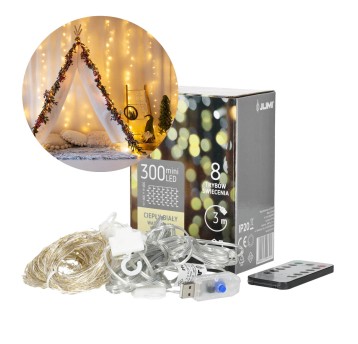 KURTYNA 300 MIKRO LED Z PILOTEM 8FUNKCJI