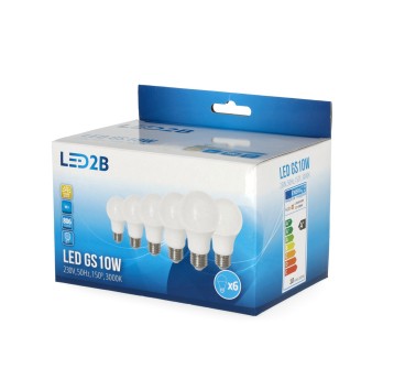 LED bulb GS 10W E27 3000K 6-pack LED2B