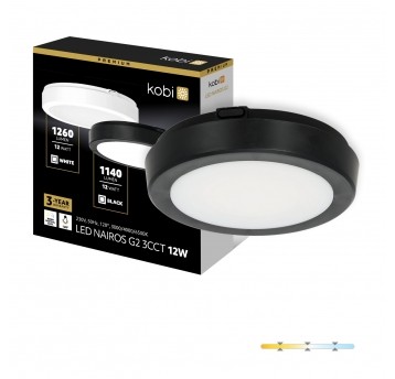 Plafon LED NAIROS G2 12W 3CCT IP65 czarny Kobi Premium
