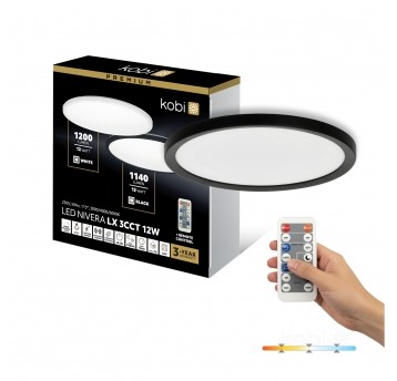 Plafon LED NIVERA CIRCLE 12W 3CCT LX IP54 czarny Kobi Premium