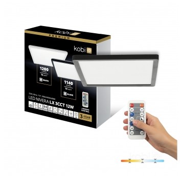 Plafon LED NIVERA SQUARE 12W 3CCT LX IP54 czarny Kobi Premium