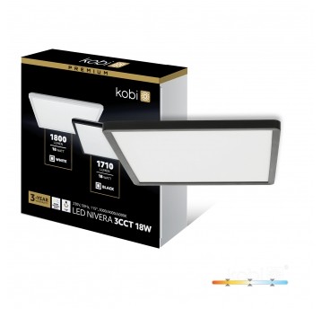 Plafon LED NIVERA SQUARE 18W 3CCT IP54 czarny Kobi Premium