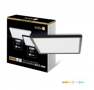 Plafon LED NIVERA SQUARE 24W 3CCT IP54 czarny Kobi Premium
