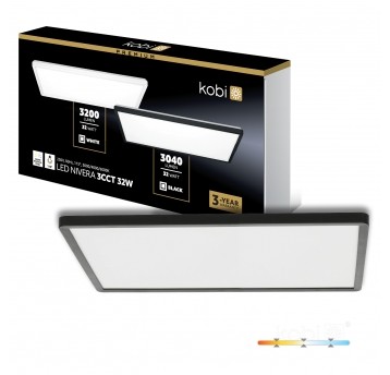 Plafon LED NIVERA SQUARE 32W 3CCT IP54 czarny Kobi Premium