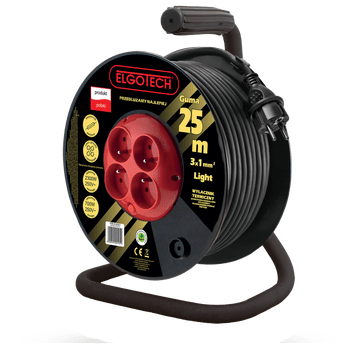 Przedłużacz bębnowy PZB-40-25G/1 4gn/25m/Zu/1mm czarny guma Elgotech