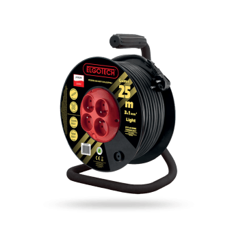 Przedłużacz bębnowy PZB-40-25G 4gn/25m/Zu/1,5mm czarny guma Elgotech