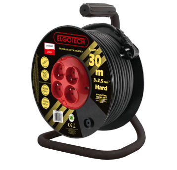 Przedłużacz bębnowy PZB-40-30G/2,5 4gn/30m/Zu/2,5mm czarny guma Elgotech