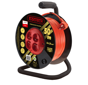 Przedłużacz bębnowy PZB-40-50Y 4gn/50m/Zu/1,5mm pomarańczowy Elgotech