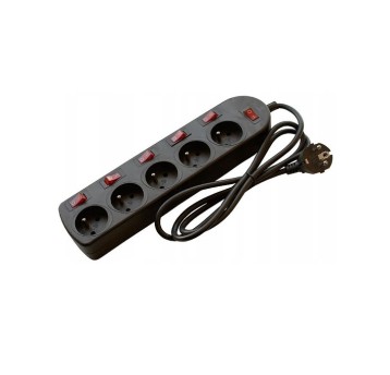 Przedłużacz EPS-501,5W6-2 5gn/1,5m/Zu+6W/1mm czarny Elgotech