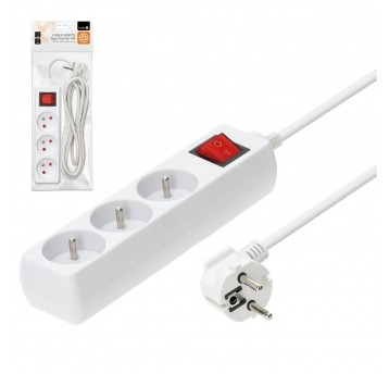 Przedłużacz LINEA 3gn/3m/Zu+W biały Kobi