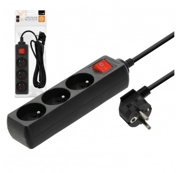 Przedłużacz LINEA 3gn/3m/Zu+W czarny Kobi