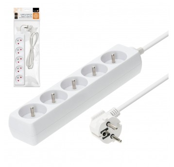 Przedłużacz LINEA 5gn/1,5m/Zu biały Kobi