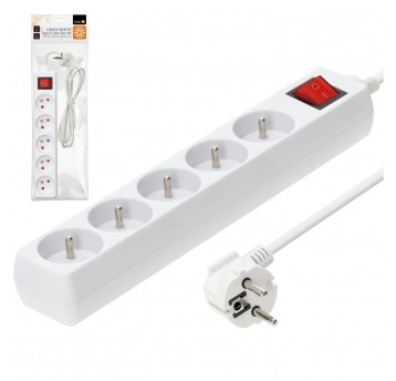 Przedłużacz LINEA 5gn/1,5m/Zu+W biały Kobi