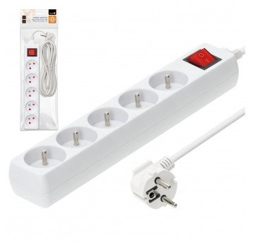 Przedłużacz LINEA 5gn/5m/Zu+W biały Kobi