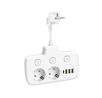 Przedłużacz LINEA PRO FL 2gn+3USB/1USB-C/0,2m biały Kobi