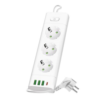 Przedłużacz LINEA PRO XC 3gn+3USB/1USB-C/1,5m/Zu+W biały Kobi