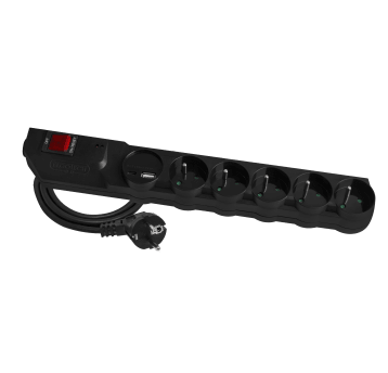 Przedłużacz przeciwprzepięciowy MPSF2U-503-2 5gn/3m/Zu+W/1mm z układem czarny Elgotech