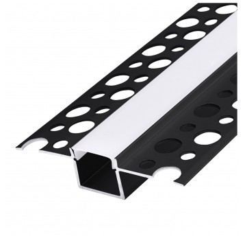 Recessed profile KG01 black + milky cover 1m Kobi