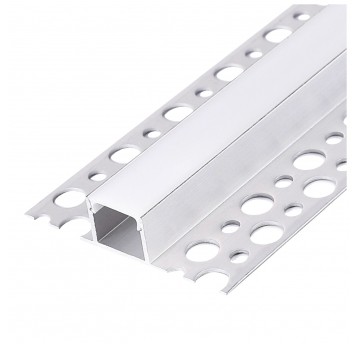 Recessed profile KG02 anodized silver + milky cover 1m Kobi