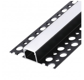 Recessed profile KG02 black + milky cover 2m Kobi